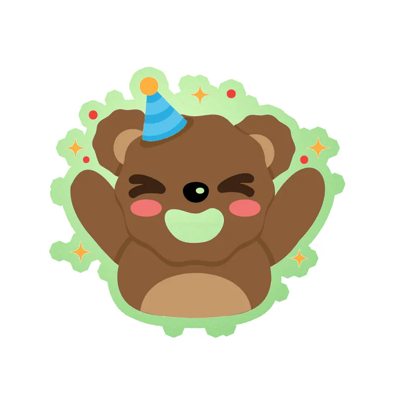 Birthday Bear - Glow in the Dark Vinyl Decal - Custom Size