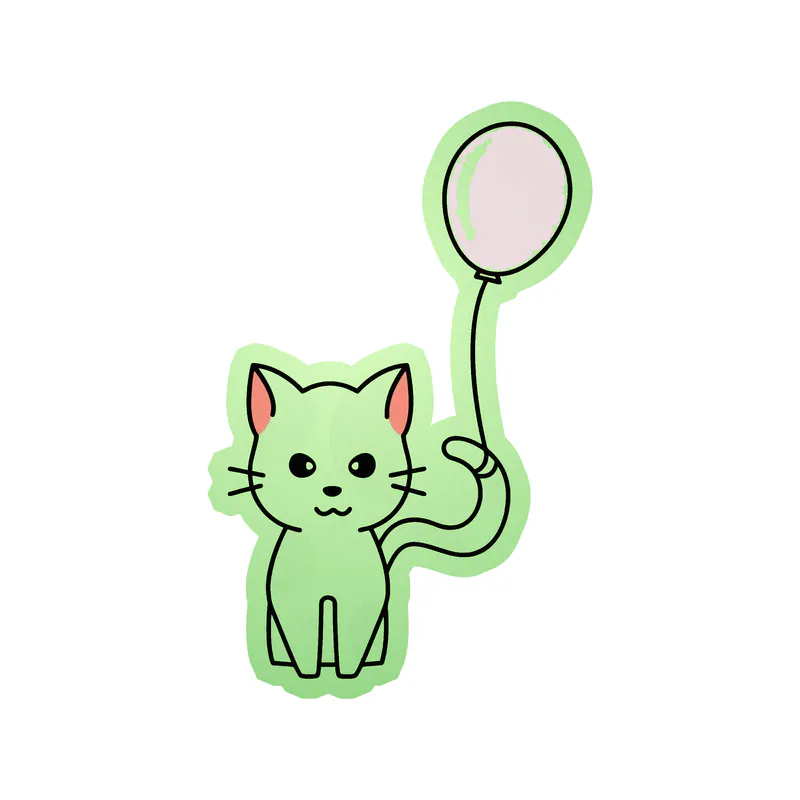 Birthday Cat - Glow in the Dark Vinyl Decal - Custom Size