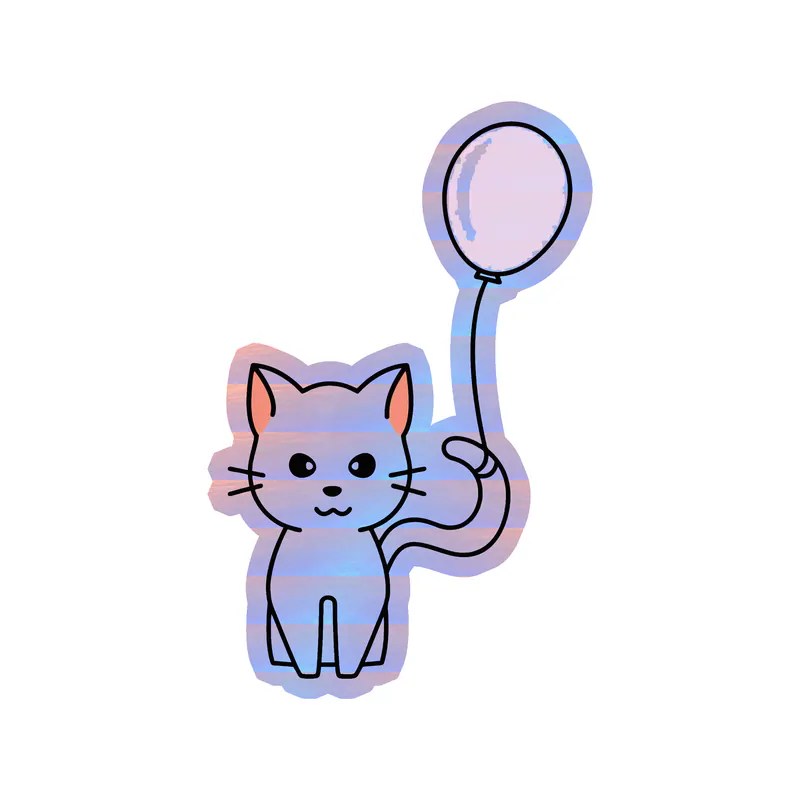 Birthday Cat - Holographic Vinyl Decal - Custom Size