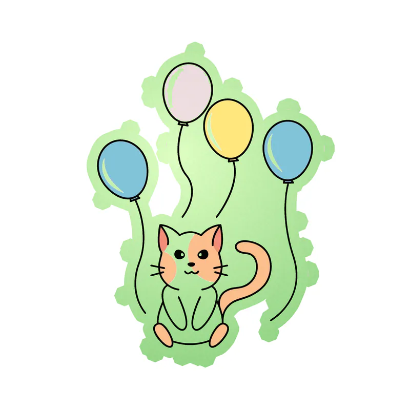Birthday Cat - Glow in the Dark Vinyl Decal - Custom Size