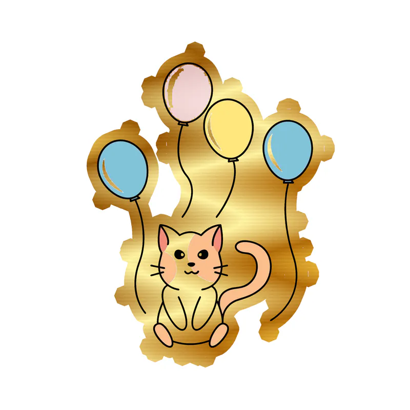 Birthday Cat - Gold Chrome Vinyl Decal - Custom Size