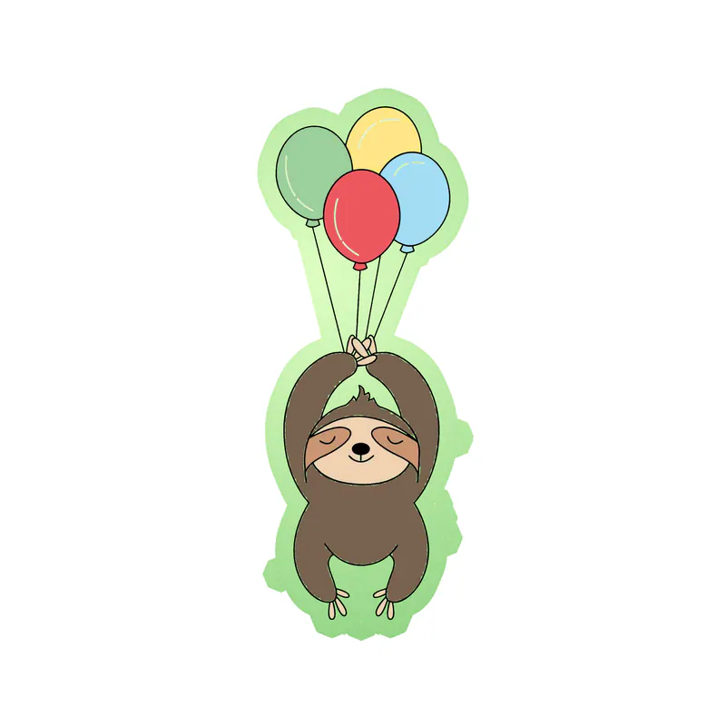 Birthday Sloth - Glow in the Dark Vinyl Decal - Custom Size