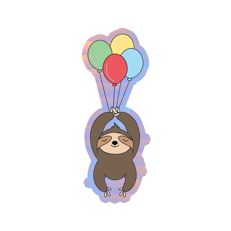 Birthday Sloth - Holographic Vinyl Decal - Custom Size