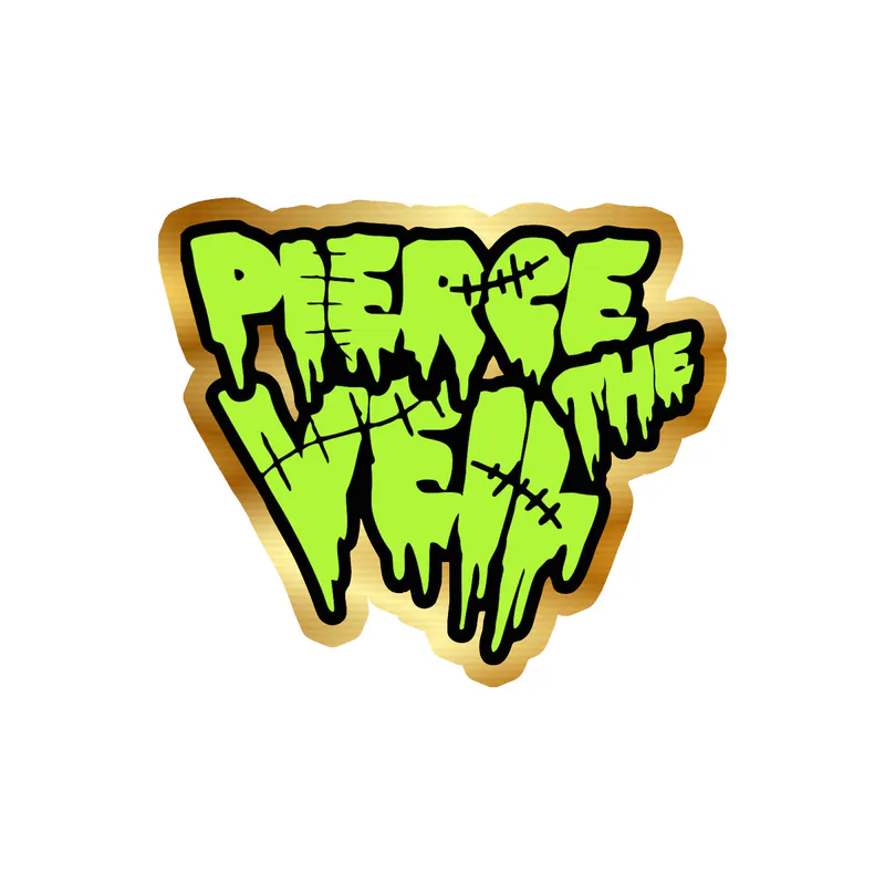 Pierce The Veil - Name in Green - Gold Chrome Vinyl Sticker - Custom Size