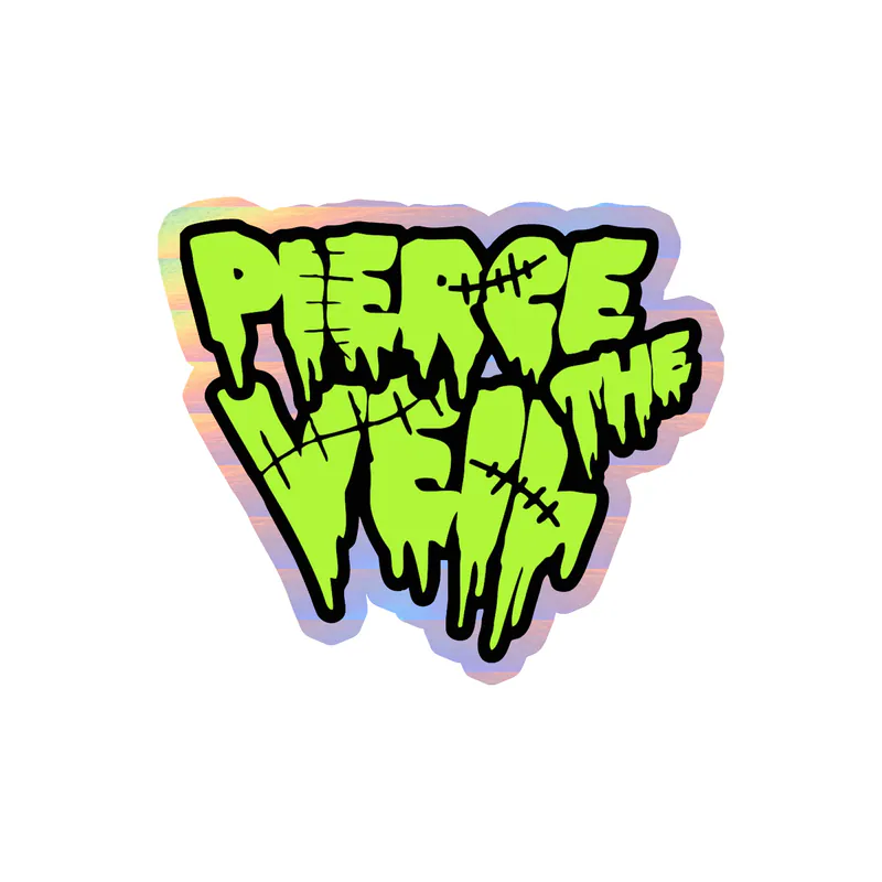Pierce The Veil - Name in Green - Holographic Vinyl Sticker - Custom Size