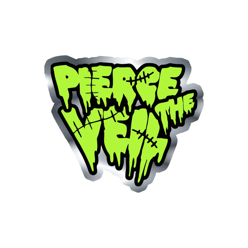 Pierce The Veil - Name in Green - Silver Chrome Vinyl Sticker - Custom Size