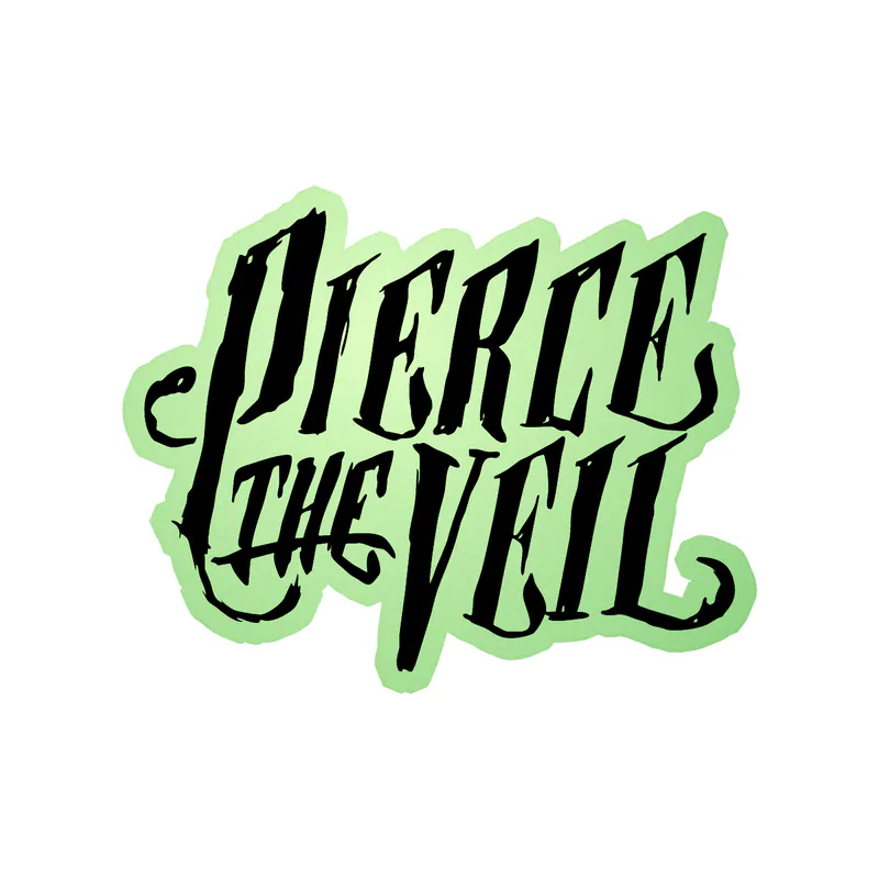 Pierce The Veil - Name in Black - Glow in the Dark Vinyl Sticker - Custom Size