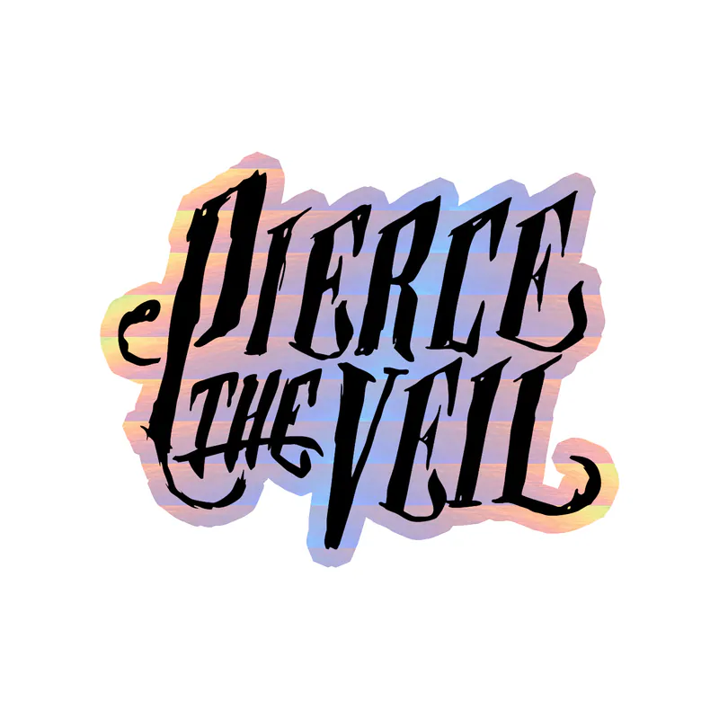 Pierce The Veil - Name in Black - Holographic Vinyl Sticker - Custom Size