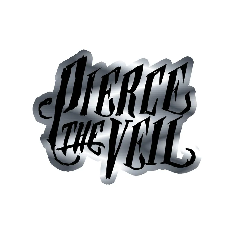 Pierce The Veil - Name in Black - Silver Chrome Vinyl Sticker - Custom Size
