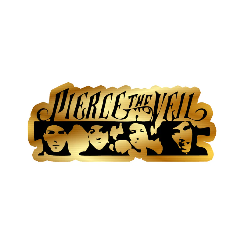 Pierce The Veil - Name With Members - Gold Chrome Vinyl Sticker - Custom Size