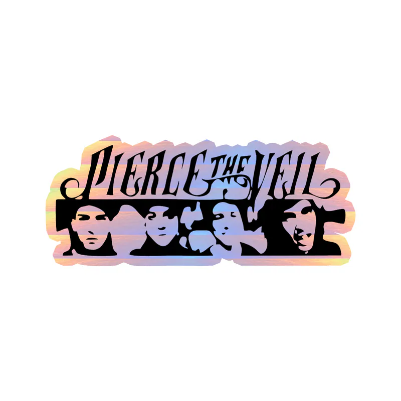 Pierce The Veil - Name With Members - Holographic Vinyl Sticker - Custom Size