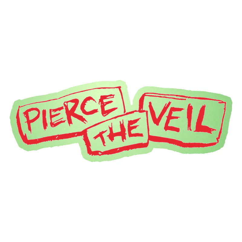 Pierce The Veil - Name in Red - Glow in the Dark Vinyl Sticker - Custom Size