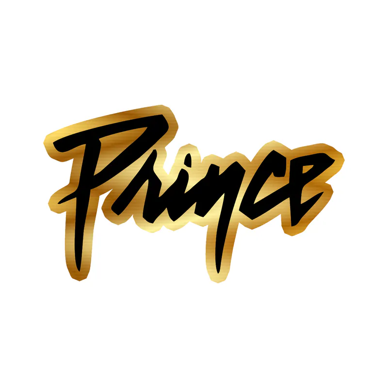 Prince - Name in All Black- Gold Chrome Vinyl Sticker - Custom Size