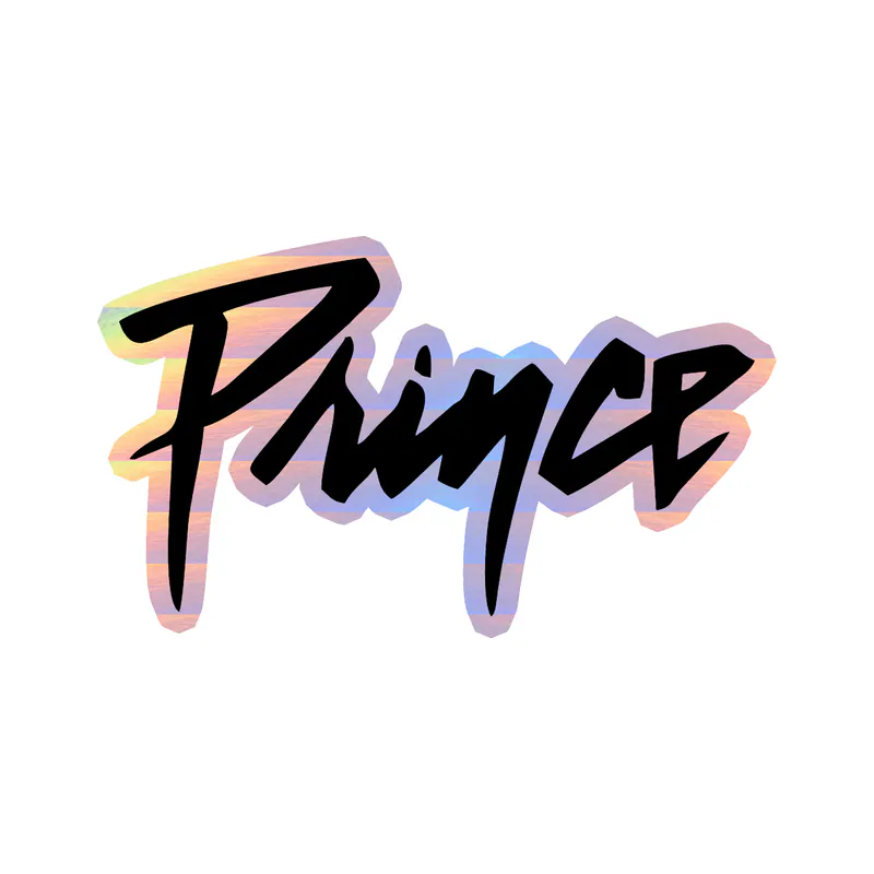 Prince - Name in All Black- Holographic Vinyl Sticker - Custom Size