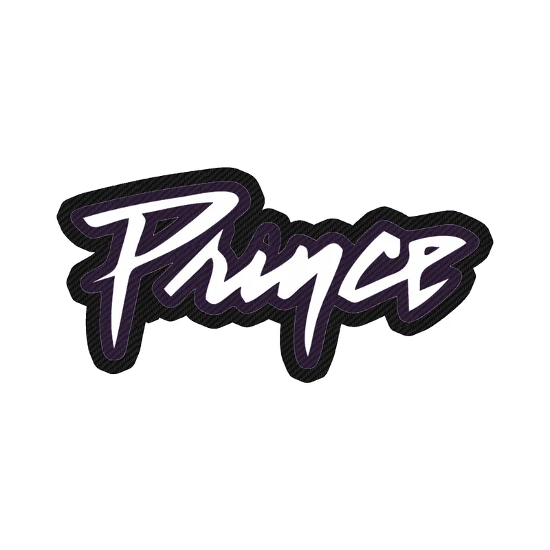 Prince - Name in Purple & White - Carbon Fiber Vinyl Sticker - Custom Size