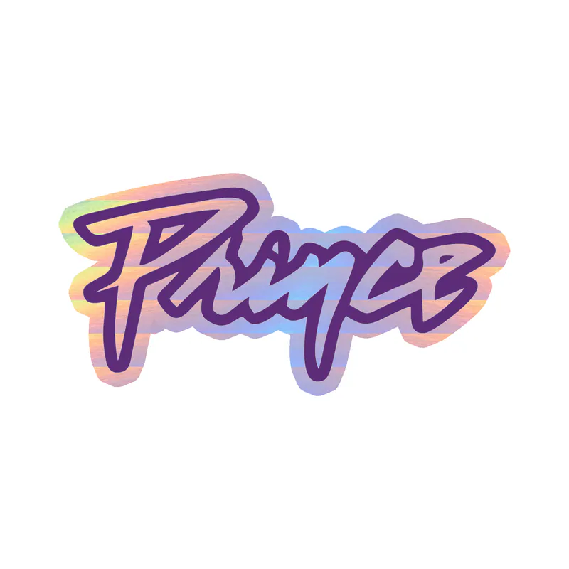 Prince - Name in Purple & White - Holographic Vinyl Sticker - Custom Size