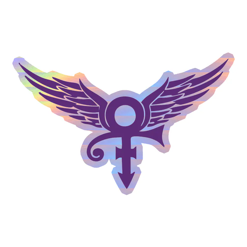 Prince - Logo With Wings - Holographic Vinyl Sticker - Custom Size