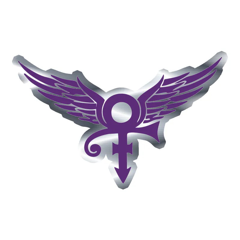 Prince - Logo With Wings - Silver Chrome Vinyl Sticker - Custom Size