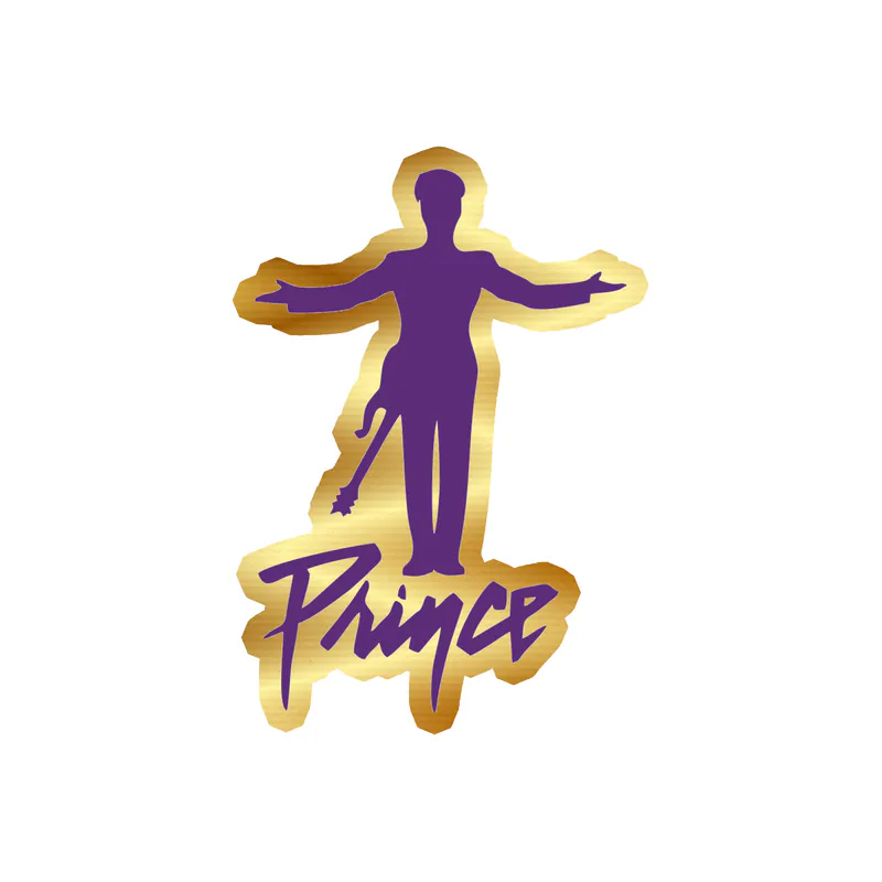 Prince - Standing With Name - Gold Chrome Vinyl Sticker - Custom Size