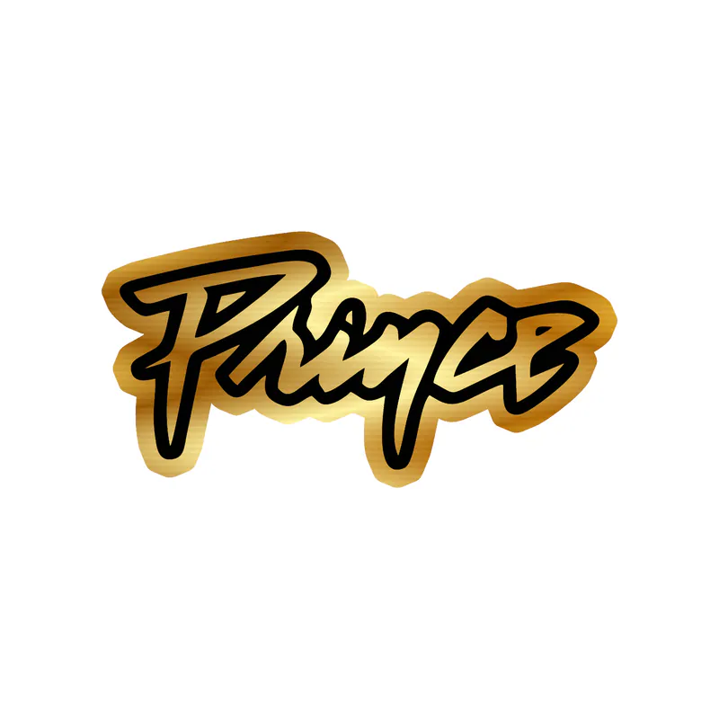Prince - Name in Black & White - Gold Chrome Vinyl Sticker - Custom Size