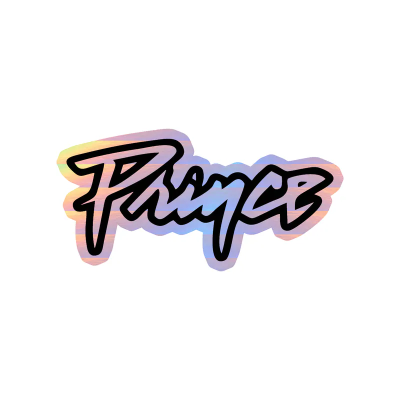 Prince - Name in Black & White - Holographic Vinyl Sticker - Custom Size