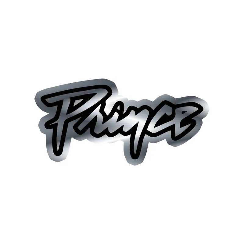Prince - Name in Black & White - Silver Chrome Vinyl Sticker - Custom Size