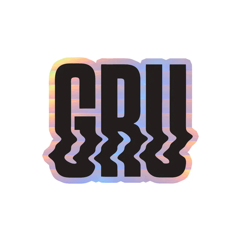 Despicable Me - Gru Name in Black - Holographic Vinyl Sticker - Custom Size