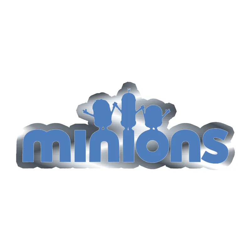 Despicable Me - Minions in Blue - Silver Chrome Vinyl Sticker - Custom Size
