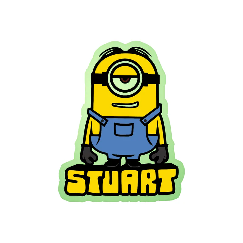Despicable Me - Stuart With Name - Glow in the Dark Vinyl Sticker - Custom Size