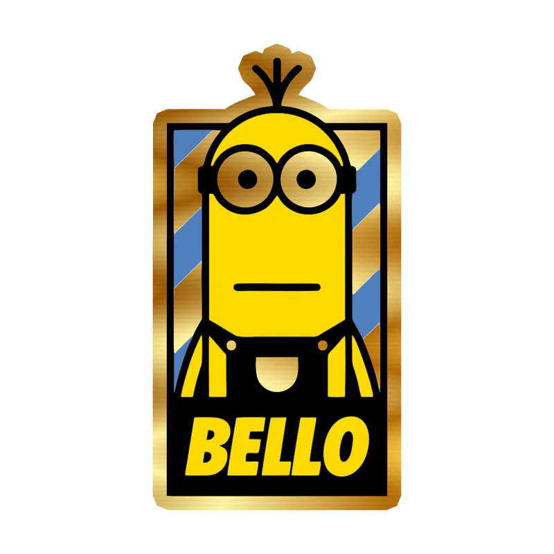 Despicable Me - Kevin With Bello - Gold Chrome Vinyl Sticker - Custom Size
