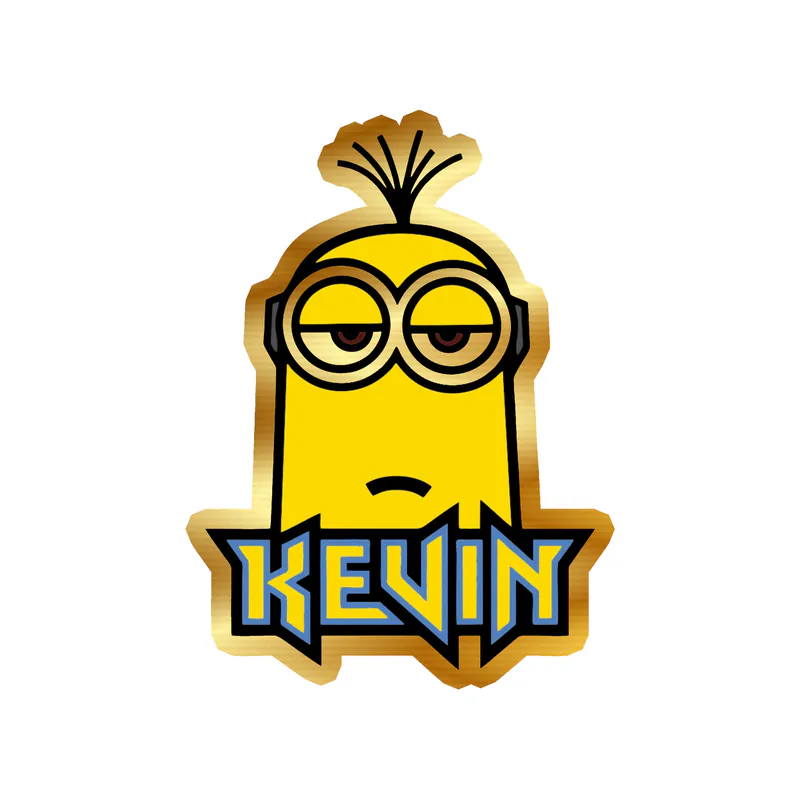 Despicable Me - Kevin With Name - Gold Chrome Vinyl Sticker - Custom Size