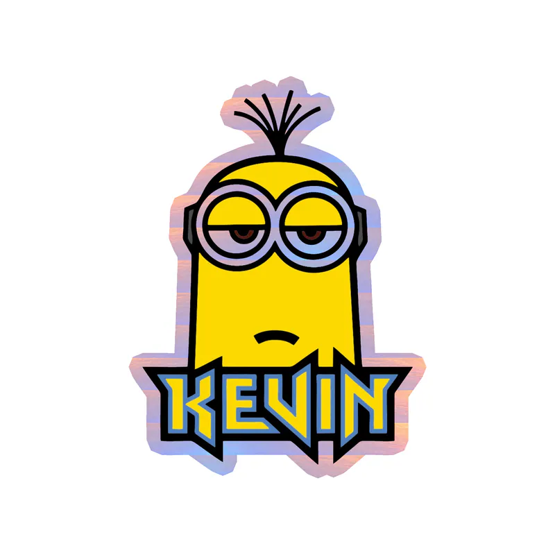 Despicable Me - Kevin With Name - Holographic Vinyl Sticker - Custom Size
