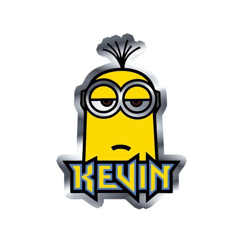 Despicable Me - Kevin With Name - Silver Chrome Vinyl Sticker - Custom Size