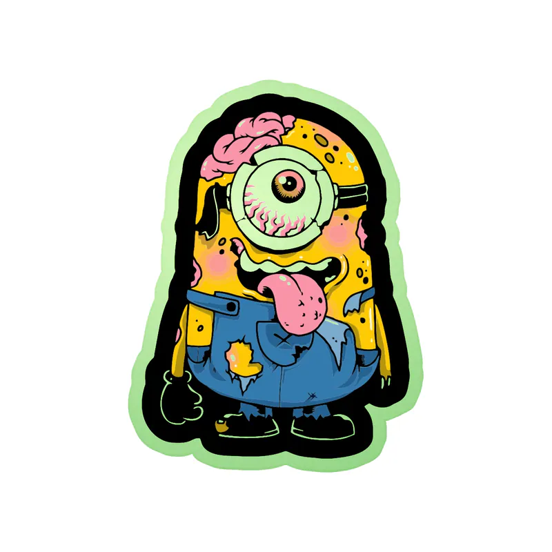 Despicable Me - Zombie Minion - Glow in the Dark Vinyl Sticker - Custom Size
