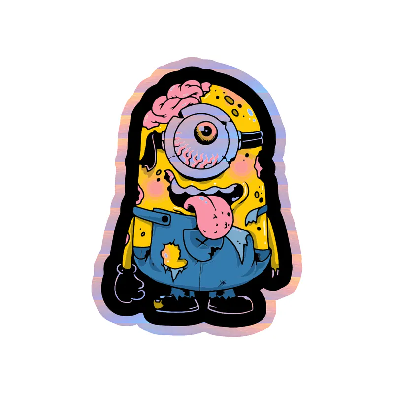 Despicable Me - Zombie Minion - Holographic Vinyl Sticker - Custom Size