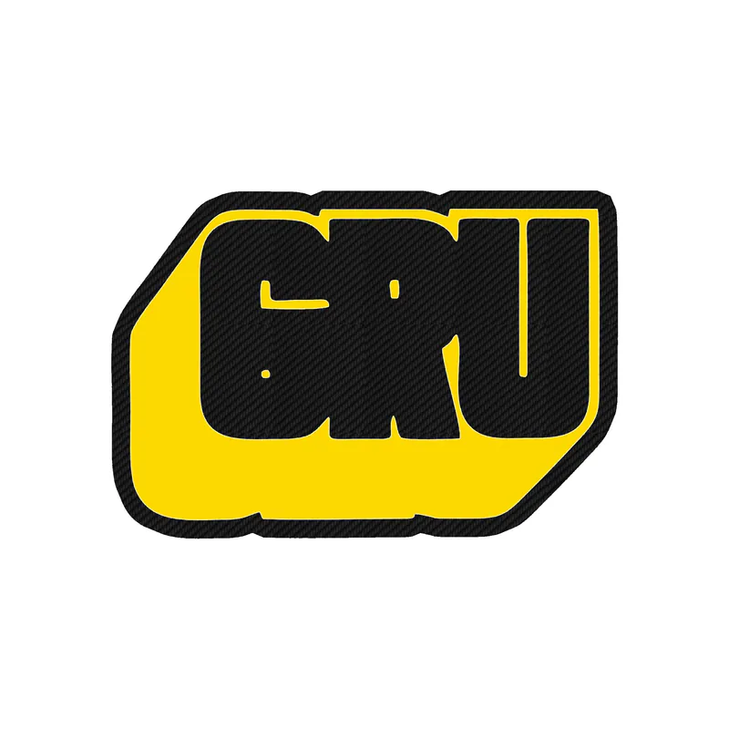 Despicable Me - Gru Name In Yellow & Black - Carbon Fiber Vinyl Sticker - Custom Size