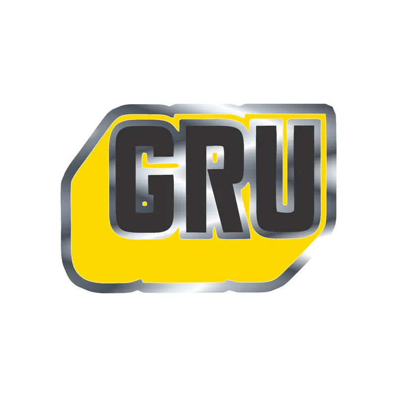 Despicable Me - Gru Name In Yellow & Black - Silver Chrome Vinyl Sticker - Custom Size