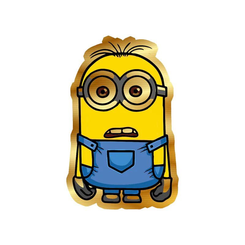 Despicable Me - Stuart - Gold Chrome Vinyl Sticker - Custom Size