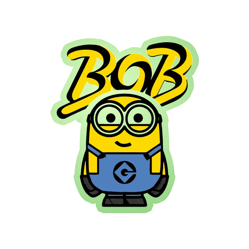 Despicable Me - Bob With Name - Glow in the Dark Vinyl Sticker - Custom Size