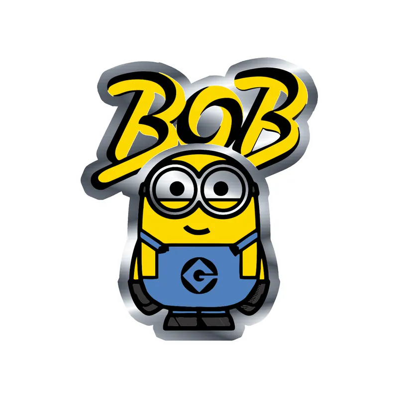 Despicable Me - Bob With Name - Silver Chrome Vinyl Sticker - Custom Size