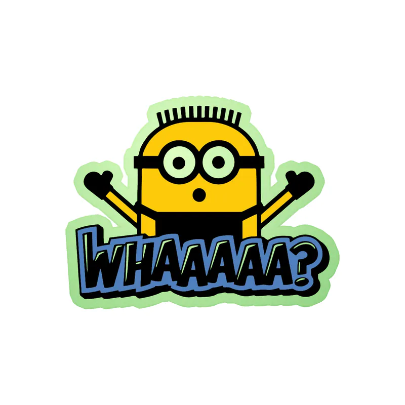 Despicable Me - Minion "Whaaa?" - Glow in the Dark Vinyl Sticker - Custom Size