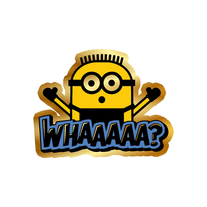 Despicable Me - Minion "Whaaa?" - Gold Chrome Vinyl Sticker - Custom Size