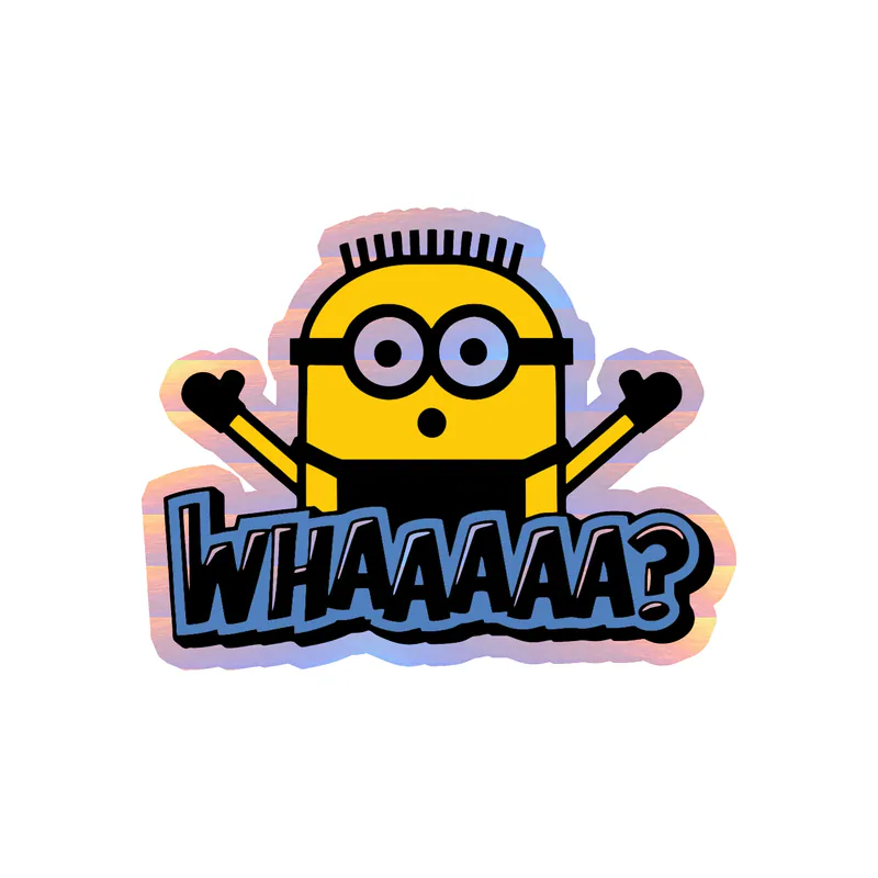 Despicable Me - Minion "Whaaa?" - Holographic Vinyl Sticker - Custom Size