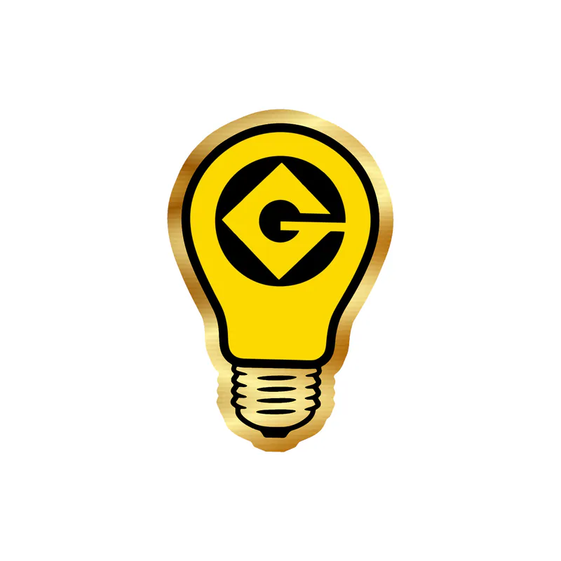 Despicable Me - Gru Logo With Lightbulb- Gold Chrome Vinyl Sticker - Custom Size