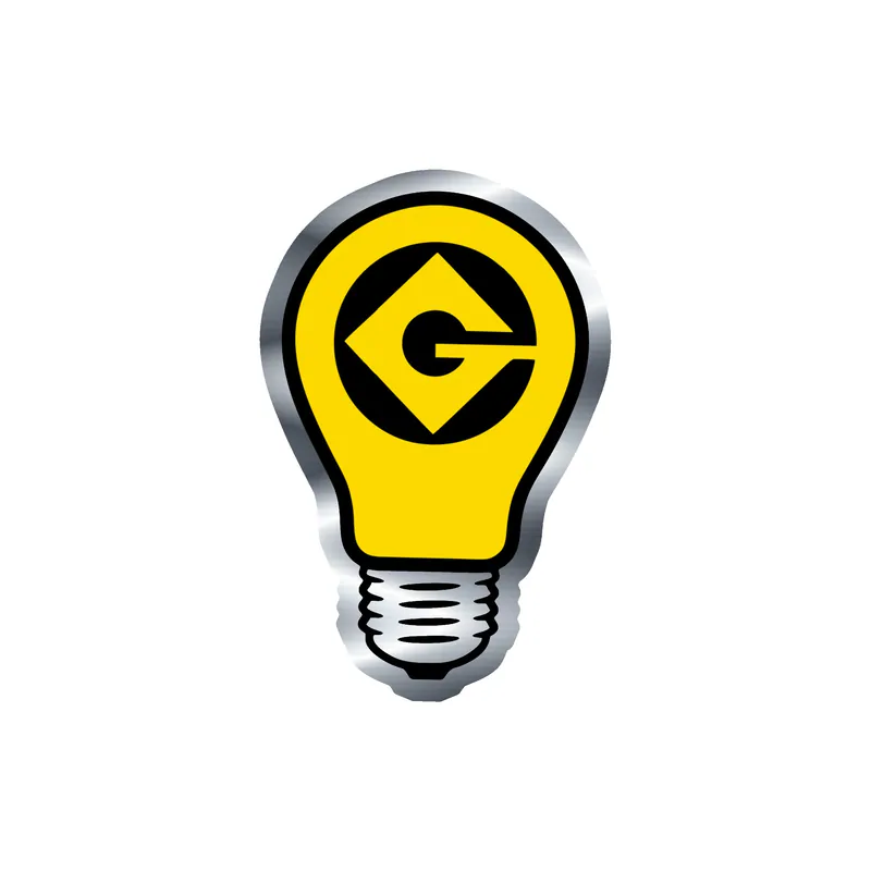 Despicable Me - Gru Logo With Lightbulb- Silver Chrome Vinyl Sticker - Custom Size