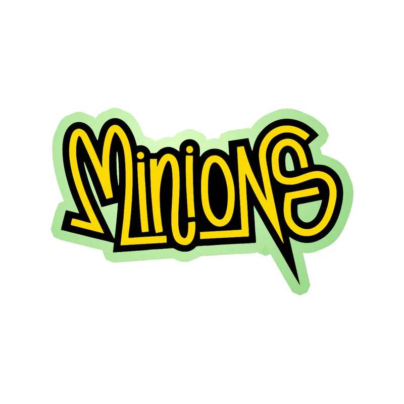 Despicable Me - Minions Name Black & Yellow 2 - Glow in the Dark Vinyl Sticker - Custom Size