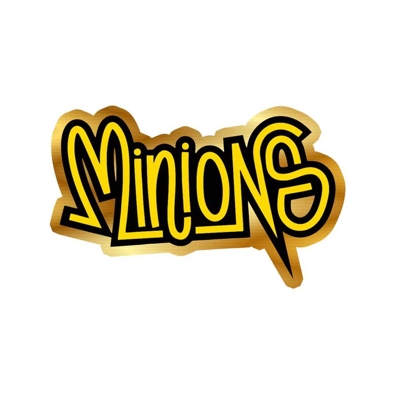 Despicable Me - Minions Name Black & Yellow 2 - Gold Chrome Vinyl Sticker - Custom Size