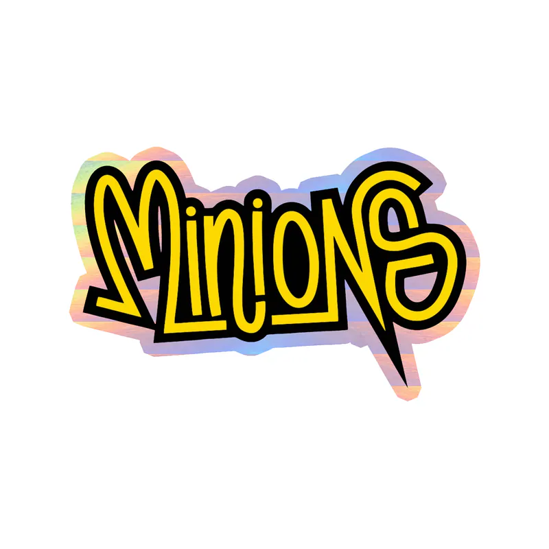 Despicable Me - Minions Name Black & Yellow 2 - Holographic Vinyl Sticker - Custom Size