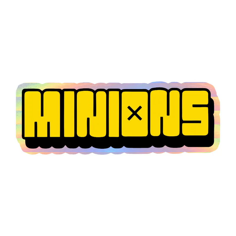 Despicable Me - Minion Name in Yellow & Black 2 - Holographic Vinyl Sticker - Custom Size