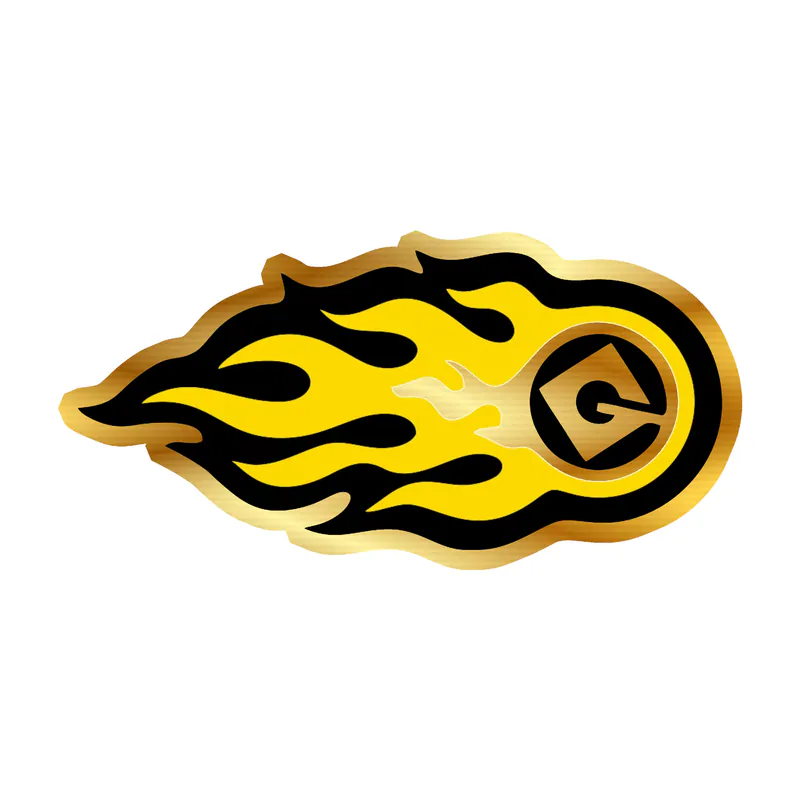 Despicable Me - Gru Logo Fire Ball - Gold Chrome Vinyl Sticker - Custom Size